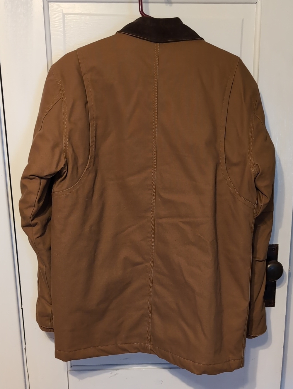 Wrangler Workwear tan jacket with dark brown corduroy collar Size Small 34-36 - Picture 3 of 7
